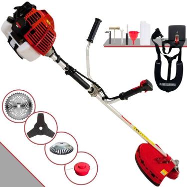Imagem de Roçadeira Lateral Kawashima KW52L À Gasolina 52cc 2,5HP Multifuncional Com Carretel e Faca 3 Pontas + EXTRA Faca 40 Dentes e Escova de Aço Circular