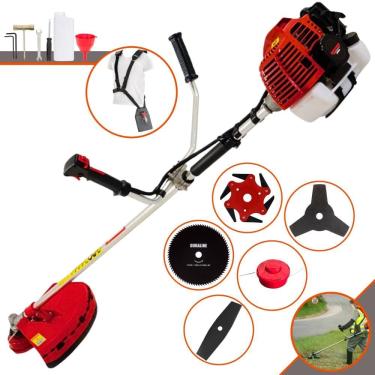 Imagem de Roçadeira Aparador de Grama Kawashima KW52-L À Gasolina 2T 52cc 2,5HP Completa 5 Opções de Corte Com Facas 2 Pontas, 3 Pontas, 6 Pontas, 80 Dentes