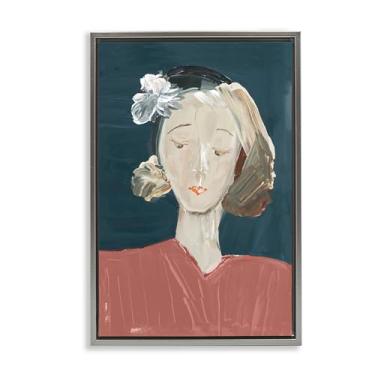 Imagem de Stupell Industries Retrato feminino vintage cinza emoldurado tela flutuante design de arte de parede por casa cartissi, 25 x 17