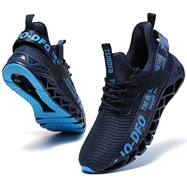 Imagem de FRSHANIAH Tênis Feminino Slip-On Para Corrida, Blade, Fashion Caminhada, Academia, Corredor, Trilha, Treino, Azul Marinho, Tamanho 9,5