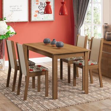 Imagem de Conjunto Sala de Jantar Madesa Bea Mesa Tampo de Madeira com 4 Cadeiras