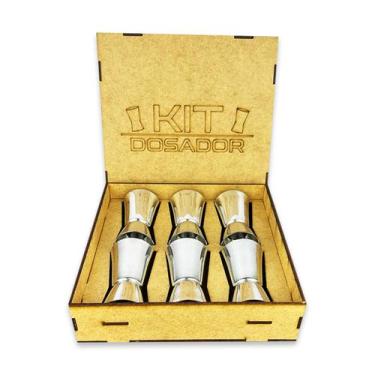 Imagem de Kit Caixa C/ 6 Dosador Inox Bebidas Duplo 25ml 50ml Medidor - JKVERAS
