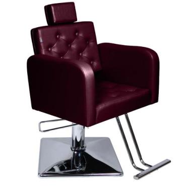 Imagem de Cadeira Tokyo Hidráulica Fixa Para Salão  Base Quadrada Estofado Bordo
