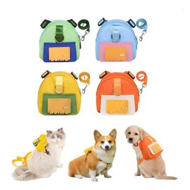 Imagem de Coleira Peitoral Mochila Pet Cachorro E Gato Com Guia 1,5m Reforçado C