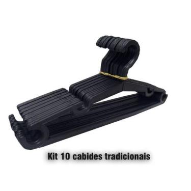 Imagem de Kit 10 Cabides Tradicionais Preto - TF Injetados