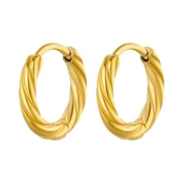 Imagem de Brincos de Argola Redondos Vintage Banhados a Ouro - Aço Inoxidável pa