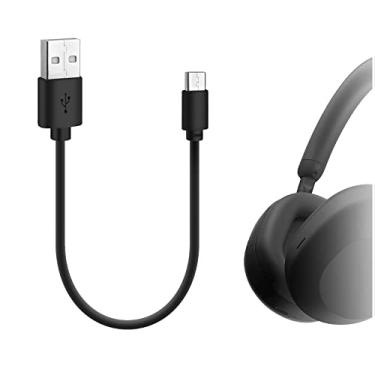 Imagem de GEEKRIA Cabo de carregador curto para fones de ouvido USB compatível com Sony WH-1000XM6/1000XM5/1000XM4, ULT WEAR, WH-XB910N, WH-CH720N, cabo de carregamento de energia de substituição USB (30 cm)