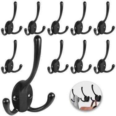 Imagem de Hooks para casacos, montado na parede, Heavy Duty Black, pacote com 5 