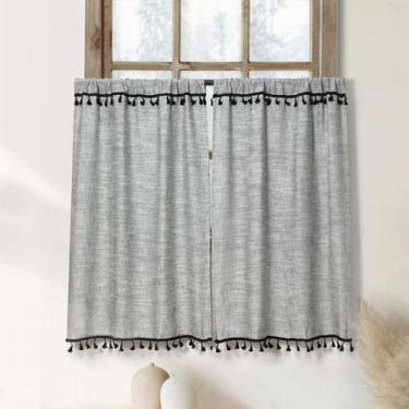 Imagem de Cortinas de cozinha Oindec Boho Tassel 90 cm de comprimento: algodão e