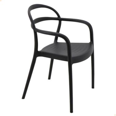 Imagem de Cadeira Tramontina Sissi ECO em Polipropileno e Fibra de Vidro com Braços Preto 92045409