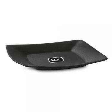 Imagem de Prato Quadrado 18,5cm Preto Pequeno Avulso Plástico Lanches Frutas Slim Uz