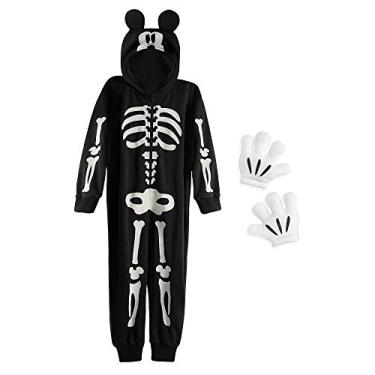 Imagem de Disney Store Official Boy's Halloween Costumes for Play - Premium Disney Cosplay Dress Up Outfits for Children- Mickey Mouse Glow-in-The-Dark Skeleton Costume for Kids - Size 7/8 Multicolored