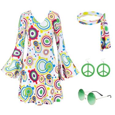 Imagem de Kranchungel Roupas de discoteca dos anos 70 para mulheres: fantasia de discoteca roupas dos anos 70 - vestido de festa fantasia de Halloween para frequentadores de festas de 30 a 40 anos, 33029