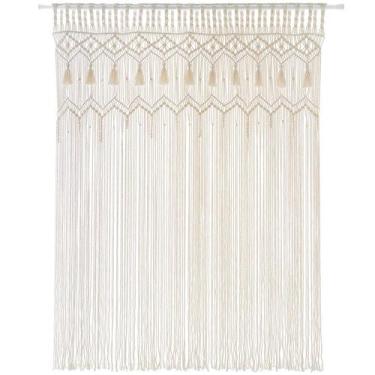 Imagem de Cortina de macramê Mkono Large Boho Woven Wall Pendurada em Marfim
