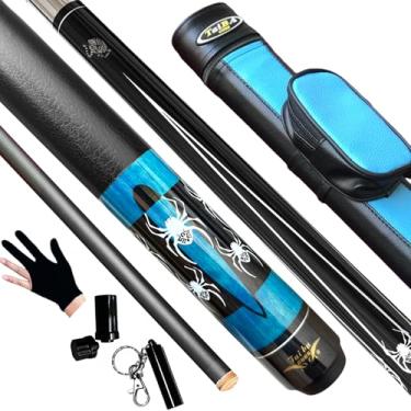 Imagem de Tai ba cues Bastão de sinuca de 2 peças com haste preta, ponta de couro multicamada de 13 mm, 147 cm, bastão profissional de taco de bilhar de bordo canadense de madeira 18, 19, 20, 595 g