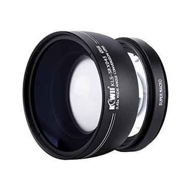 Imagem de Kiwifotos Lente de conversão grande angular de 58 mm 2 em 1 0,45X + lente Super Marco com ampliação de 10x, com tampa de lente traseira e frontal, bolsa para lentes, pano de limpeza