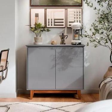 Imagem de Aparador buffet balcão 2 com gaveta portas Estoril cinza - CasaH