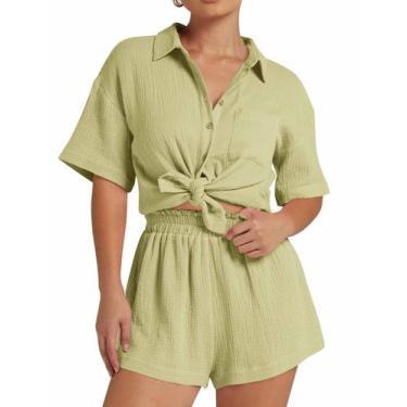 Imagem de Conjunto de pijamas femininos Flygo de 2 peças Resort Wear 2024