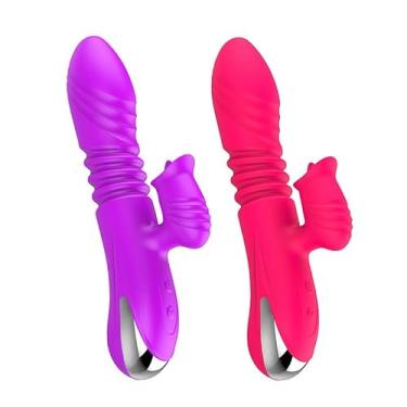 Imagem de Vibrador de Ponto G e Clitóris com Língua, Silicone e ABS, 19,5cm x 3,7cm, 12 Modos de Vibração, Aquecimento até 42°C, Recarregável via USB