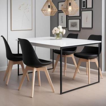 Imagem de Mesa de Jantar 4 Lugares 120x80 com Design Industrial  Ideal para Apar