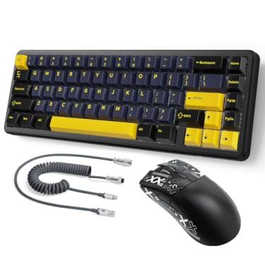 Imagem de Combo de teclado magnético com fio ATTACK SHARK X65 HE e mouse R1, teclado para jogos com gatilho rápido, taxa de sondagem de 8 KHz, atuação ajustável, BT/2,4G/mouse com fio, DPI de 18 K para Win/Mac