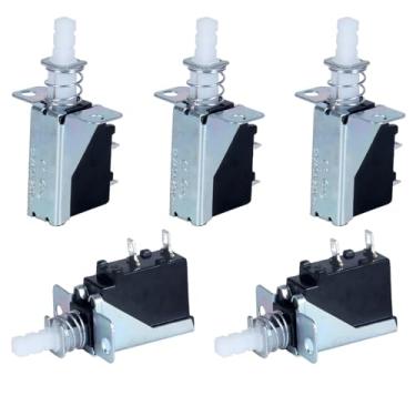 Imagem de DMWD 5 peças interruptor de botão de travamento reto com mola CA 250V 5A/40A SPST 2 pinos 1 posição liga/desliga micro interruptor para exaustor de cozinha