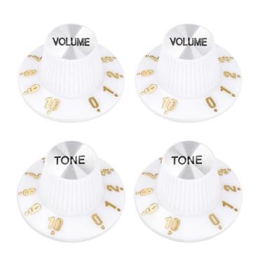 Imagem de Banworks Botões de controle de guitarra métricos 18 estrias, 2 tons, 2 volumes, botões de velocidade, botões de alumínio para chapéu de bruxa 6 mm (15/162.6 cm) para guitarra elétrica Epiphone Les