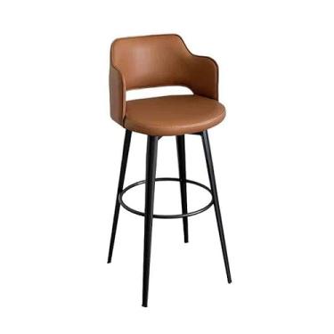 Imagem de Banco de bar de pub Bancos de bar altos giratórios para uso doméstico Cadeiras balcão na ilha simples com encosto(Orange)