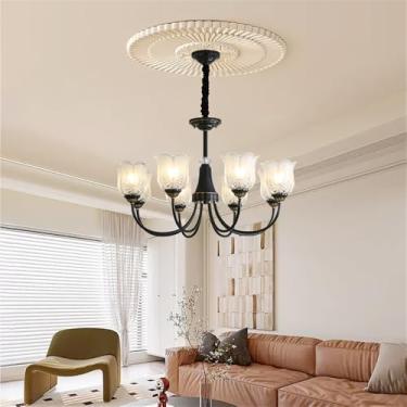 Imagem de Lâmpada Pingente Candelabro LED De Latão Com Estilo Luxuoso Americano E Retro: Design Criativo Para Sala De Estar, Restaurante, Quarto, Estudo, Villa, Hotel E Café (D Preto 8 luzes)