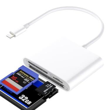 Imagem de Leitor de cartão SD CF TF para iPhone para Apple para adaptador de iPad (3 em 1) Lightning câmera digital cartão de memória transferência para adaptador de iluminação adaptador de foto fêmea flash