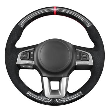 Imagem de MEWANT Capa de volante para Subaru Legacy Outback XV Crosstrek Forester feita de fibra de carbono PU em relevo Athsuede