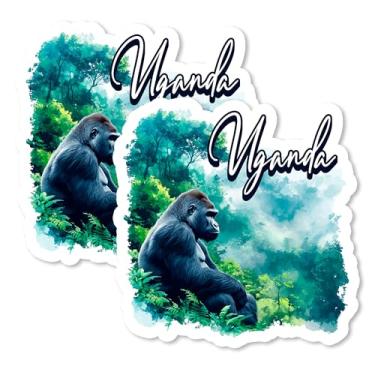Imagem de Ímã Uganda 10 cm pacote com 2 Gorillas Nile River – Ímãs de viagem decorativos de vinil forte para geladeira armário cozinha escritório – bonito divertido estética legal durável e lembrança de longa
