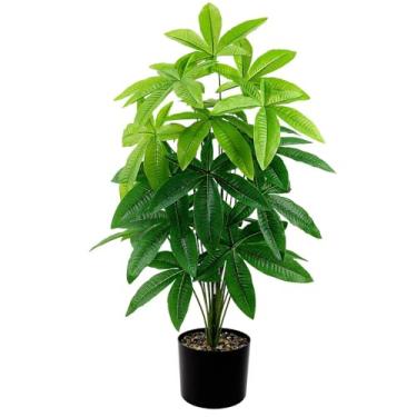 Imagem de Folha de palmeira artificial decoração verde bonsai simulado planta vaso decoração chão jardim escritório patry ornamento (C 80 cm (Sem vaso))