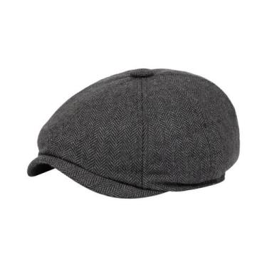 Imagem de Boné Masculino Retrô - Estilo Espinha de Peixe - Boina para Outono/Inv