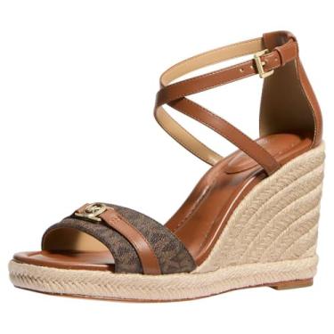 Imagem de Michael Kors Sandália feminina Mandy Espadrille Wedge, Marrom/Bagagem, 41