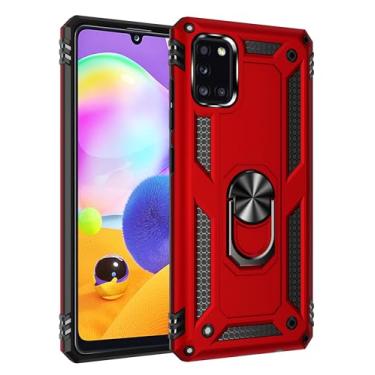 Imagem de SORAKA Capa para Samsung Galaxy A31 com suporte para anel Capa Slim Fit de TPU macio Capa Samsung Galaxy A31 com placa de metal para suporte magnético de telefone para carro
