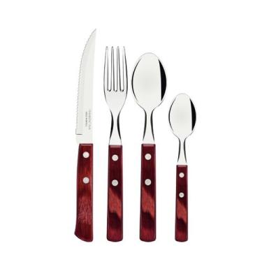 Imagem de Faqueiro Tramontina Polywood 24 Peças com Lâminas em Inox, Vermelho, 2