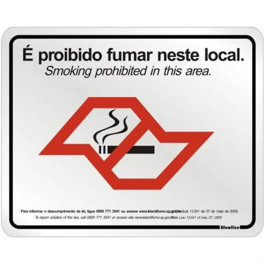 Imagem de Placa alum.proibido fumar lei estadual - 180SP - SINALIZE