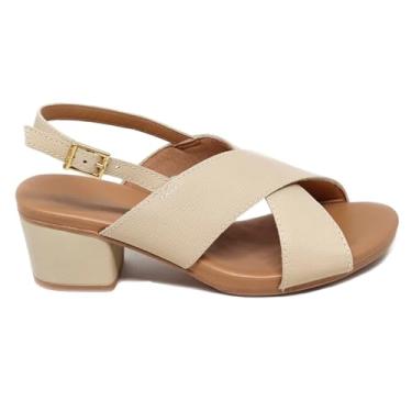 Imagem de Sandália Usaflex Salto Bloco Tiras Cruzadas AE3228 - Vanilla - 40
