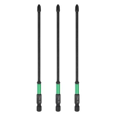 Imagem de HARFINGTON 3 peças de chave de fenda Phillips de impacto número 2 PH2, haste sextavada de 1/10.2 cm, 150 mm de comprimento, haste de 0,4 cm, chave de fenda industrial de aço S2 para chaves de impacto
