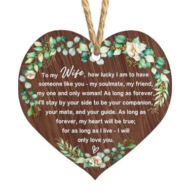 Imagem de Ornamentos de esposa 2025 esposa ornamento de natal esposa ornamento de natal para esposa ornamento para sempre esposa esposa melhor presente material MDF (9,9 x 9,9 cm)