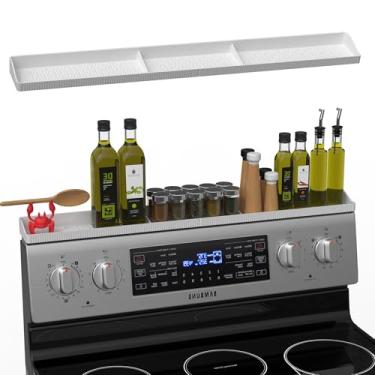 Imagem de Prateleira de silicone de 76 cm para cozinha, suporte magnético forte e resistente ao calor para temperos para forno (branco)