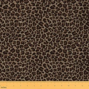 Imagem de Erosebridal Tecido com estampa de chita por jarda, tecido de estofamento de leopardo marrom, tecidos decorativos de textura de pele de animal, decoração rústica interna e externa, 1 jarda