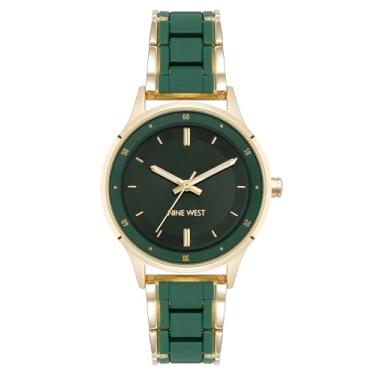 Imagem de Nine West Relógio feminino com pulseira emborrachada, NW-3094, Verde