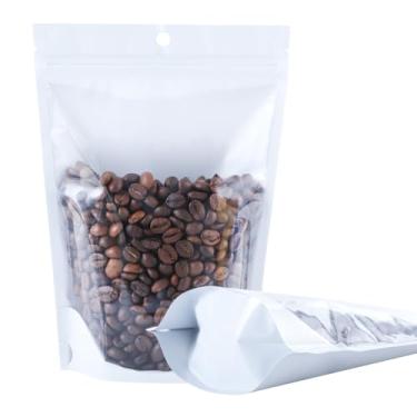 Imagem de Pacote com 100 sacos Mylar à prova de cheiro, bolsas de alumínio resseláveis com janela transparente e orifício para pendurar, sacos seláveis por calor para armazenamento de alimentos reutilizáveis