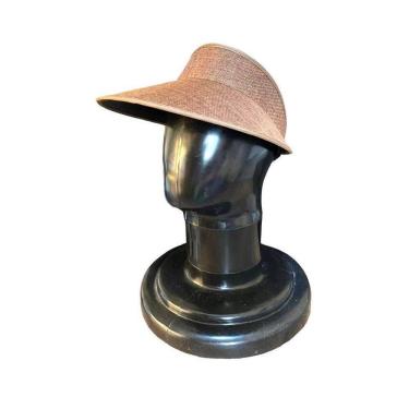 Imagem de Viseira Feminina De Praia Palha Marrom Aba Grande Proteção