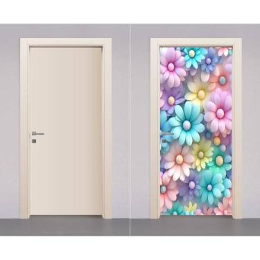 Imagem de Adesivo Envelopamento Decorativo De Porta Flores Coloridas