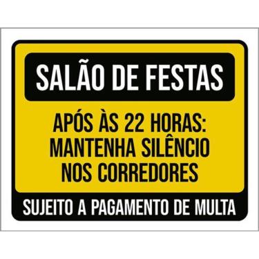 Imagem de Kit 10 Placas Salão Festas Após 22H Mantenha Silêncio