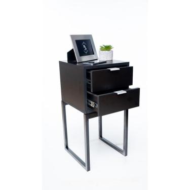 Imagem de Mesa Cabeceira Industrial Preto Eco 30Cm 2 Gavetas Base
