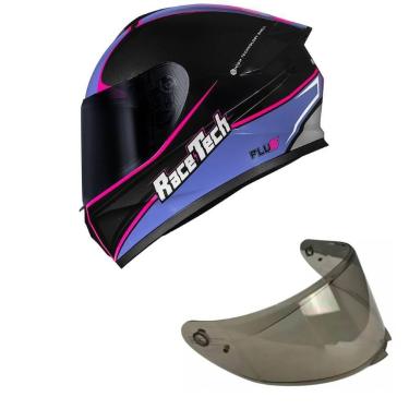 Imagem de Capacete Race Tech Hit Plus Preto e Roxo Mais Viseira Fumê-Feminino